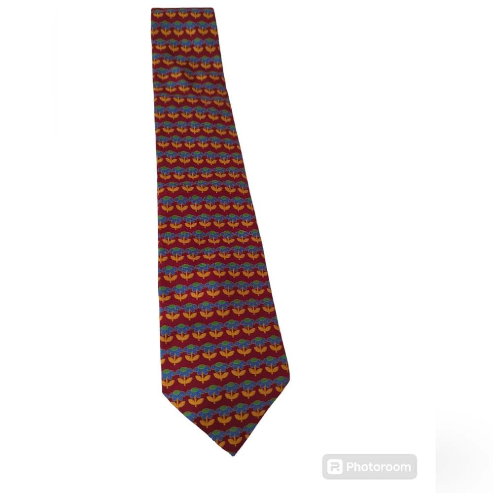 Tommy Hilfiger Neck Tie Imported Silk Floral Pattern Italy
